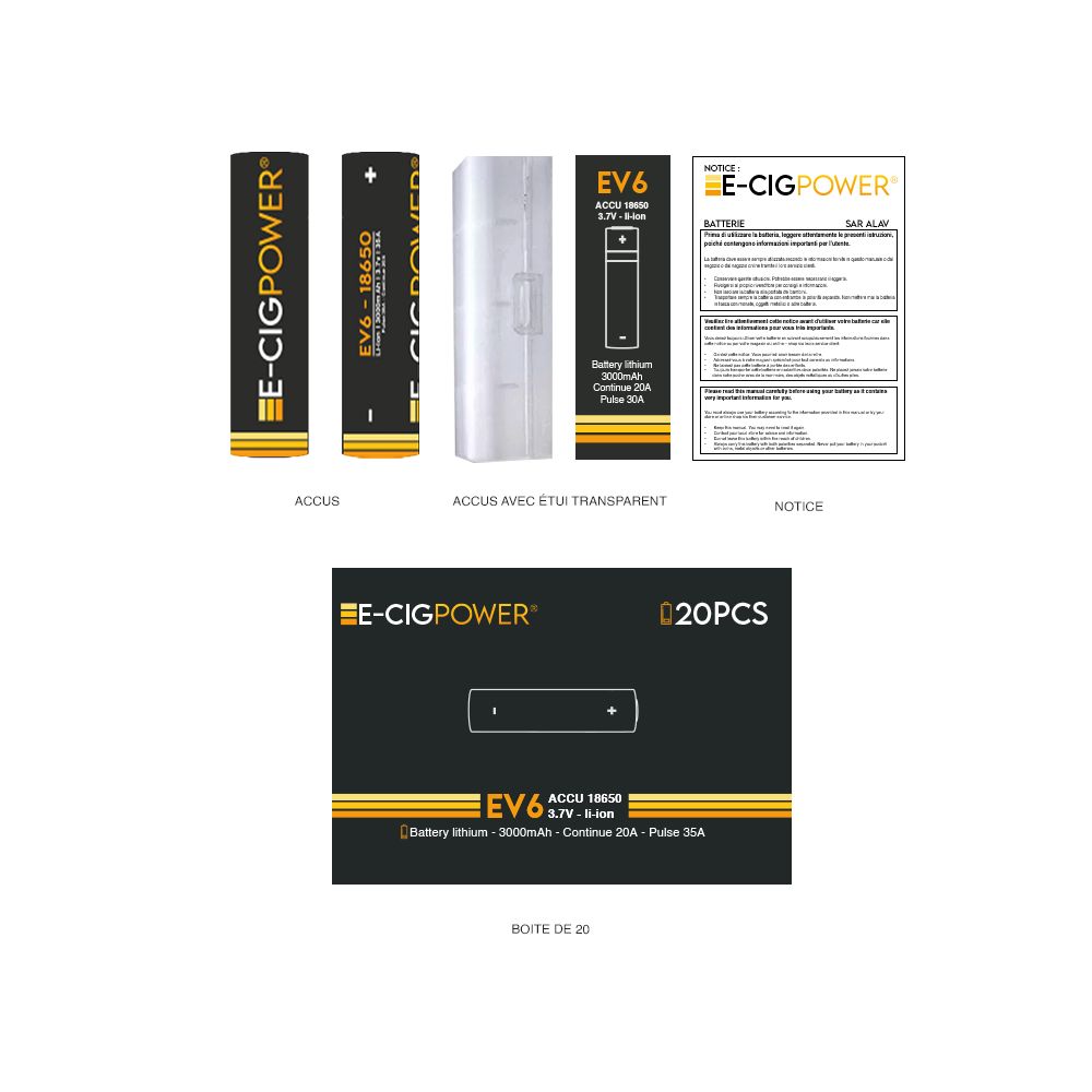 Accu cigarette électronique, accu mod et box, accu rechargeable, Accu et  batterie 18650