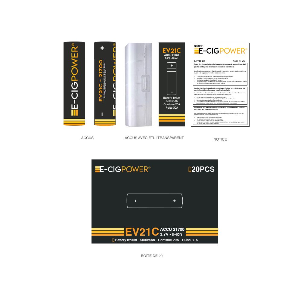 E-Cig Power - Accus EV21C-21700 5000mAh