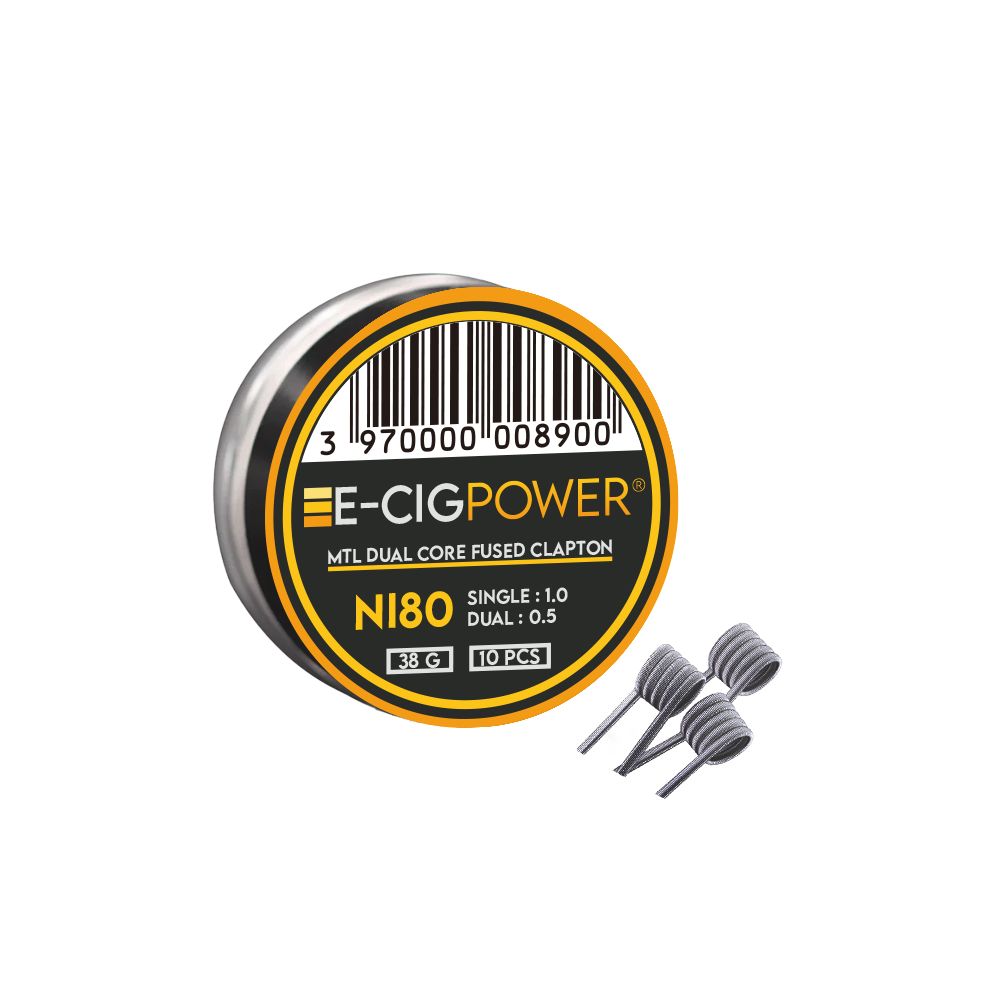 E-Cig Power - Ni80 MTL Dual Core Fused Clapton X10
