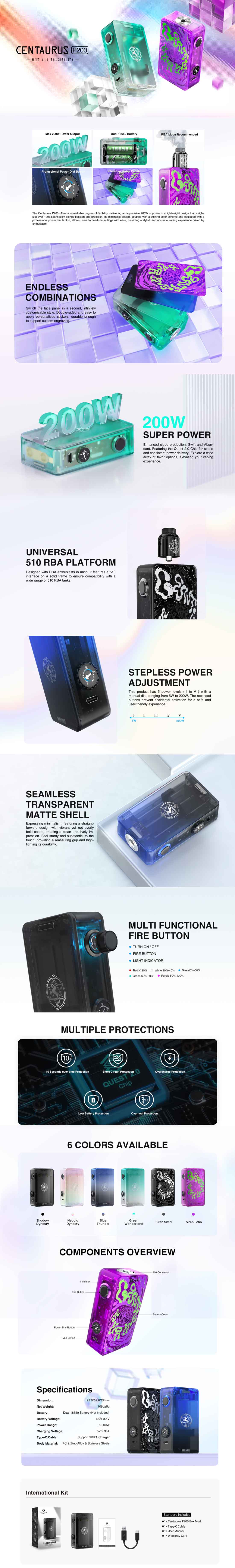 Lost Vape - Box Centaurus P200