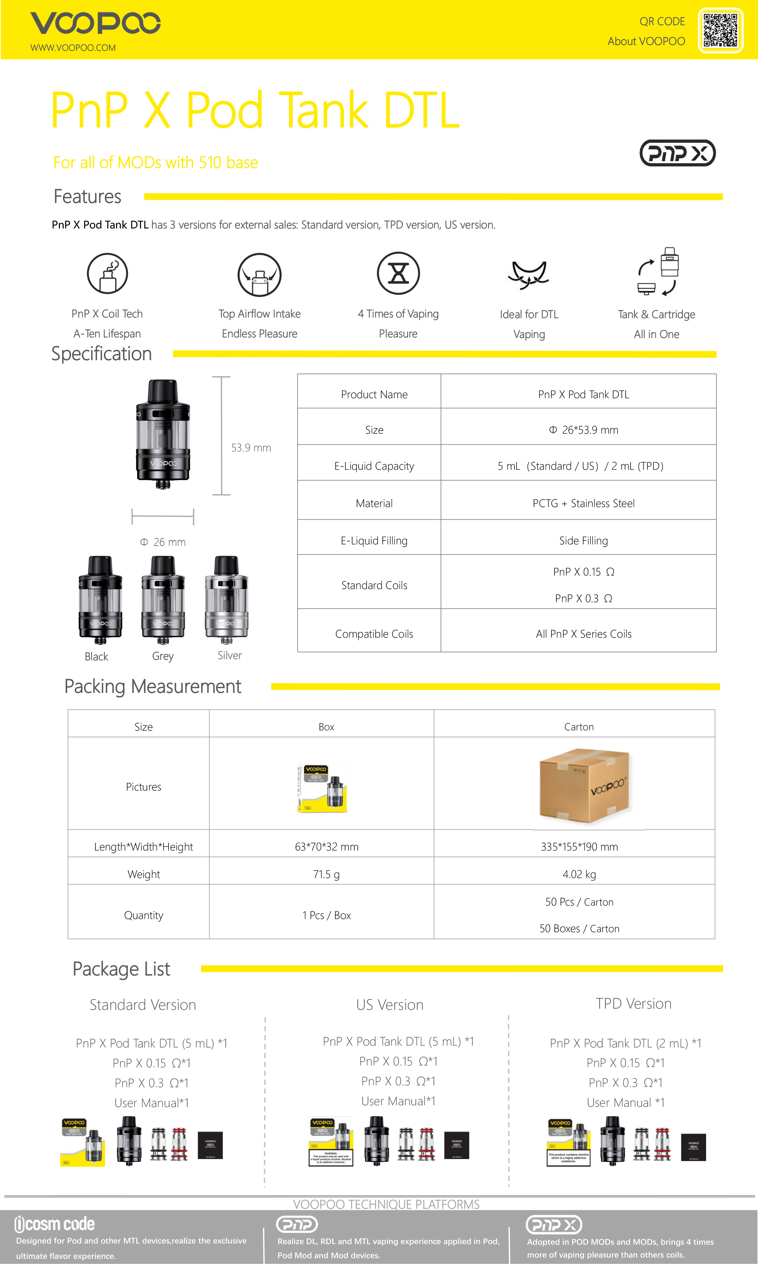 Voopoo - Pod Tank PnP X 5ml DTL