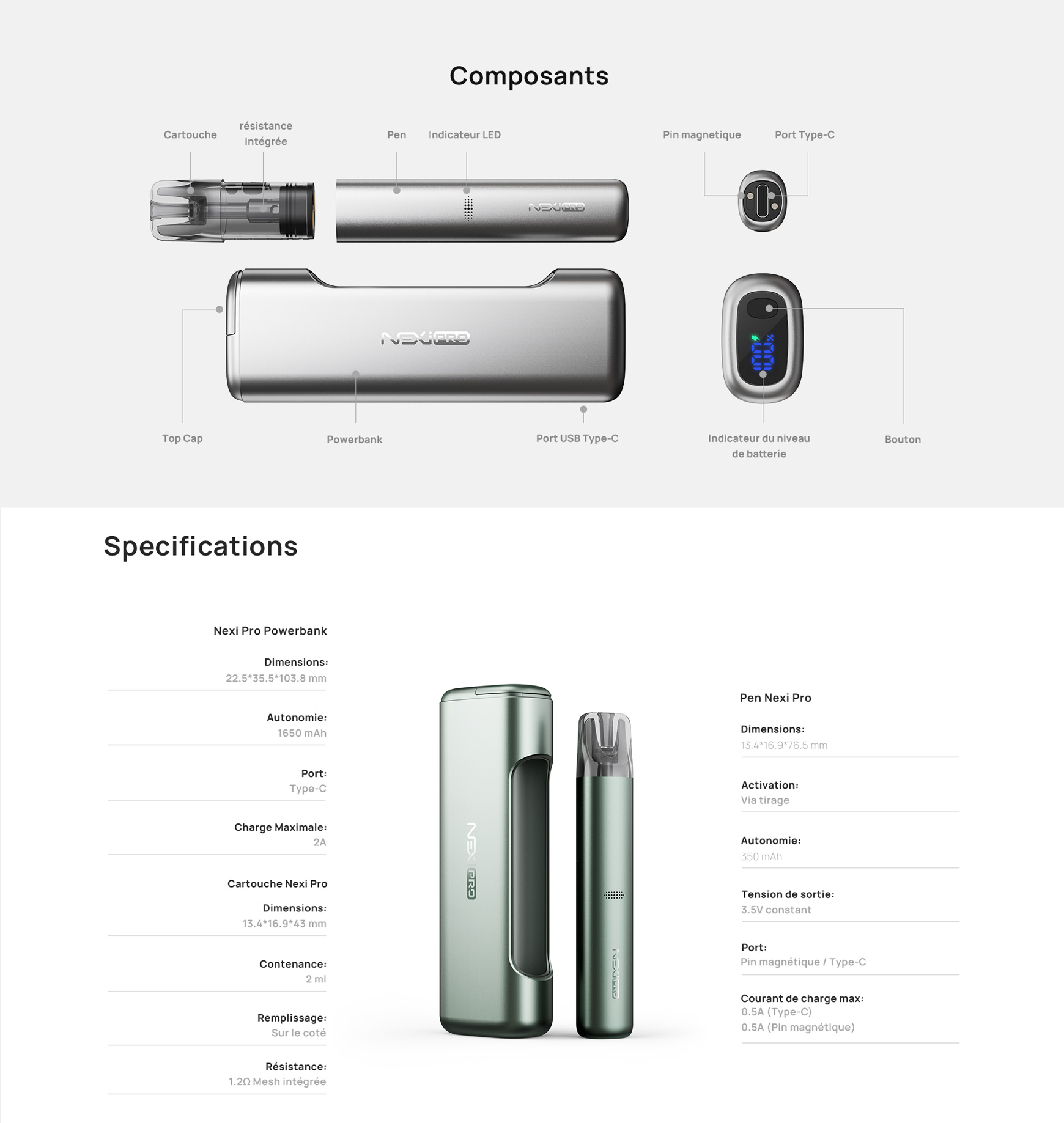 specifications Nexi pro Cig access