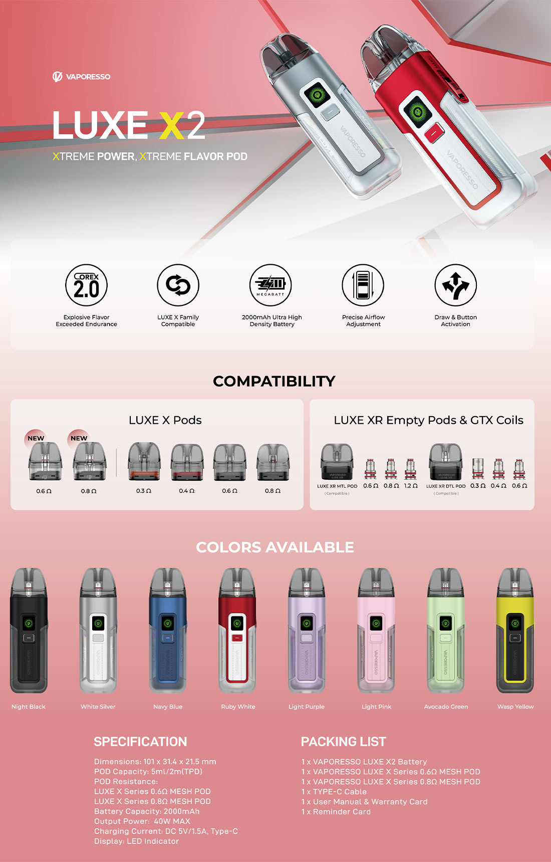 Vaporesso - Kit Luxe X2 2000mAh